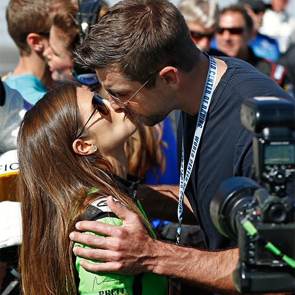 Danica Patrick and Aaron Rodgers Get Kissy at Daytona 500