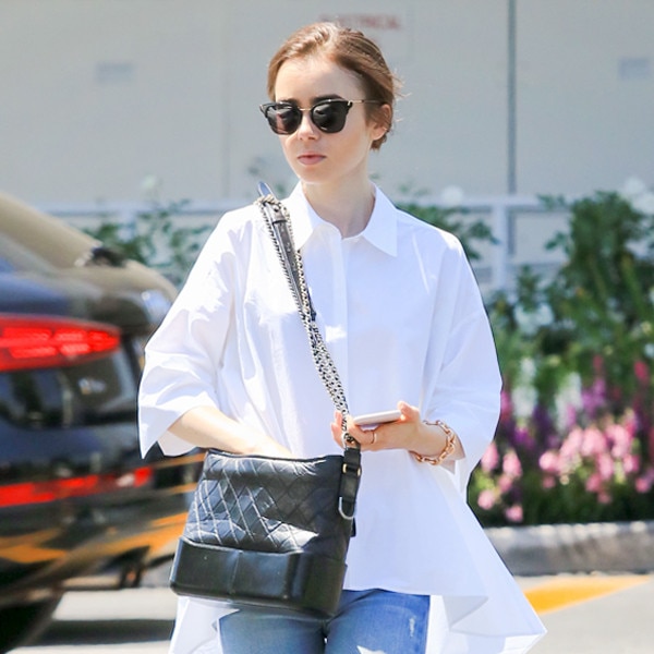 Lily Collins' Slant Frayed Jeans Are 50% Off!