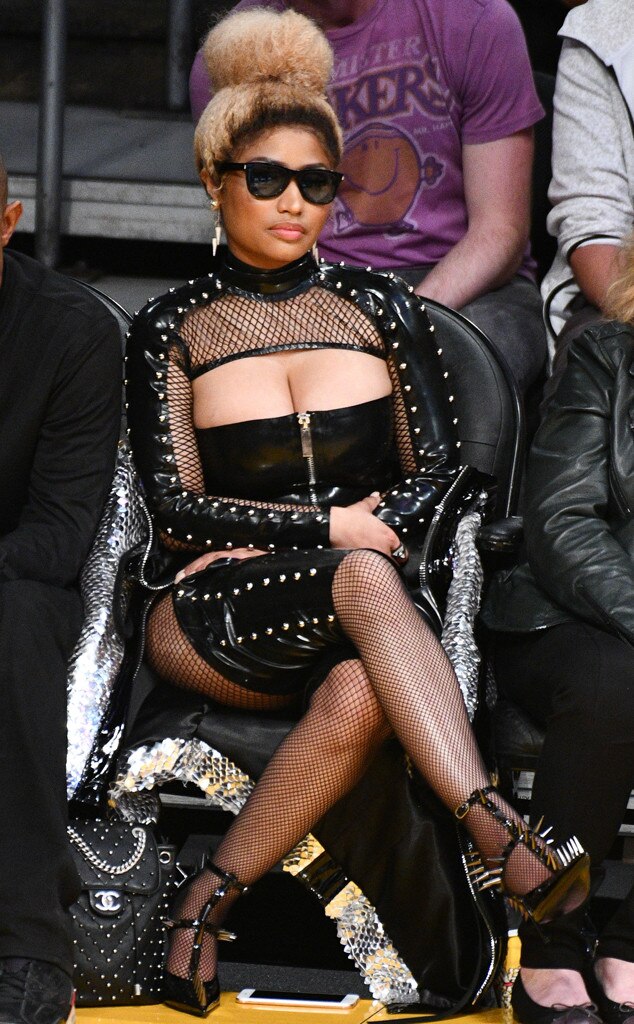 Nicki Minaj, Basketball Game, S&M leather outfit