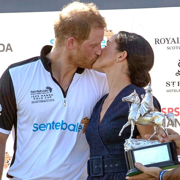 Meghan Markle Kisses Prince Harry & His Teammate at Sentebale Polo Cup