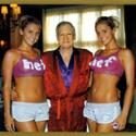 Hugh Hefner, Kristina Shannon, Karissa Shannon, Holiday card