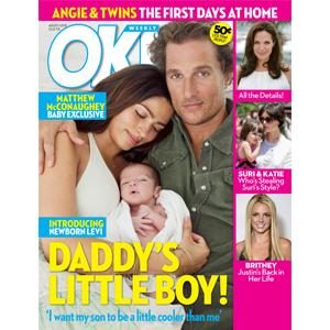 Matthew McConaughey, Camila Alves & baby Levi, OK! magazine cover