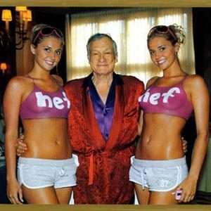 Hugh Hefner, Kristina Shannon, Karissa Shannon, Holiday card