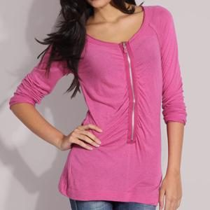 Miss Sixty Zip Front Long Sleeve Top