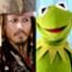 Johnny Depp, Pirates of Carribean, Kermit the Frog