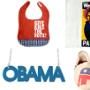 We Can Do It Sarah Palin Rosie the Riveter T-Shirt, Split Decision Vote Tom Shoes, Blue Mirrored Obama '08 Necklace, Wry Baby Give Kids the Vote Bib