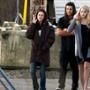 Kristen Stewart, Taylor Lautner, Nikki Reed, New Moon set