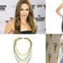 Angelina Jolie, B. Darlin Peplum Dress, Michelle Roy Long Multi Chain Necklace, Anna Faris