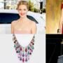 Drew Barrymore, Victoria's Secret Ruched Dress, Chadwicks Crystal Bib Necklace, Rihanna