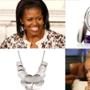 Michelle Obama, CoverGirl Simply Ageless Foundation, Talbots Discs Necklace, Rihanna