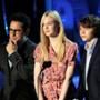 JJ Abrams, Elle Fanning, Joel Courtney, Steven Spielberg 