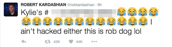 Rob Kardashian, Tweet, Kylie Jenner Phone Number