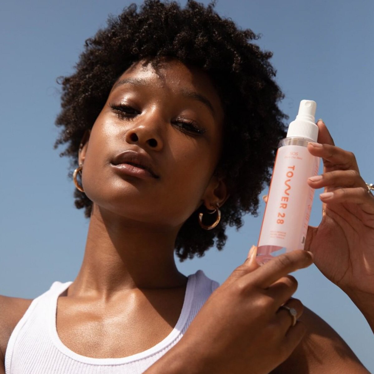 EComm, Tower 28's best-selling SOS Daily Rescue Facial Spray is finally back in stock