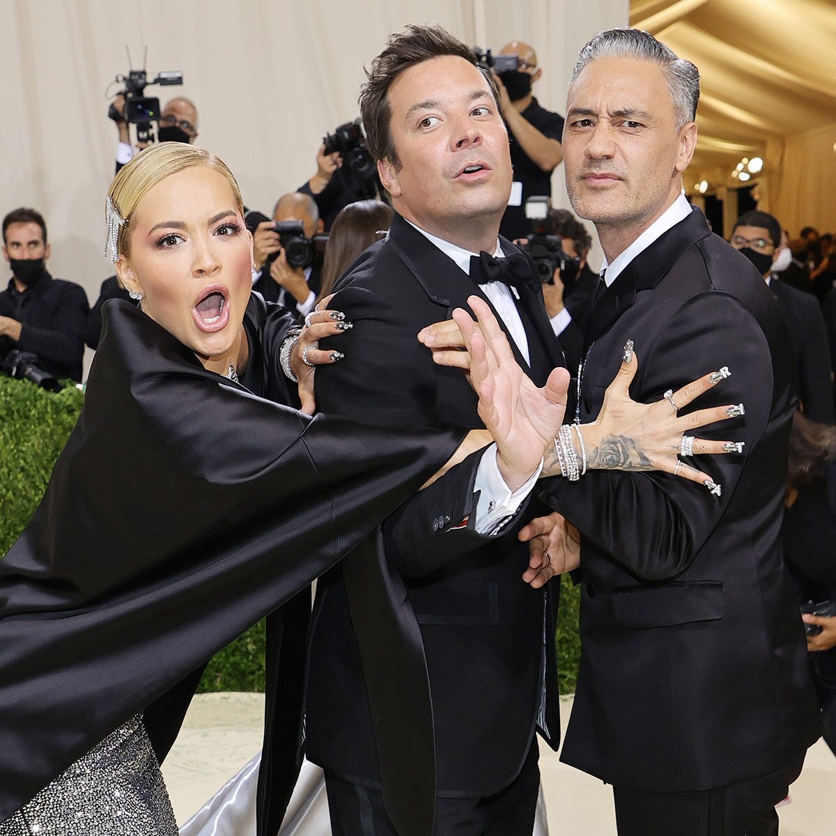 Rita Ora, Jimmy Fallon and Taika Waititi, 2021 Met Gala, Red Carpet Fashion, Candids